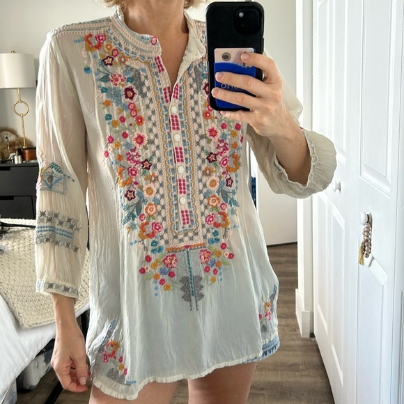 Johnny Was Sarabeth Georgette Embroidered Tunic - Picture 9 of 9